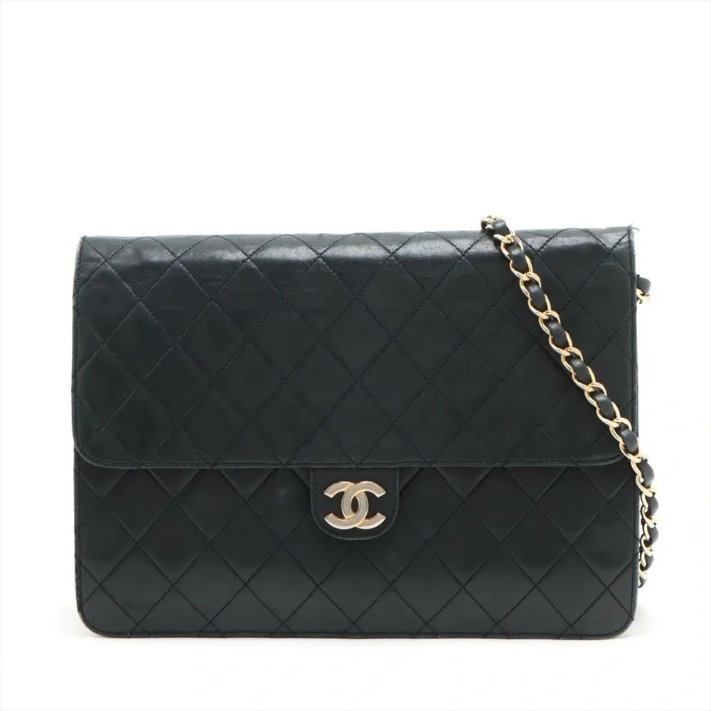 Authentic CHANEL black lambskin gold hardware quilted bag - Picture 1 of 16